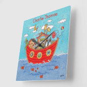 Personalisierte Noah-Arche Quadratische Wanduhr (Winkel)