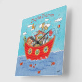 Personalisierte Noah-Arche Quadratische Wanduhr (Winkel)