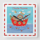 Personalisierte Noah-Arche Quadratische Wanduhr (Vorderseite)