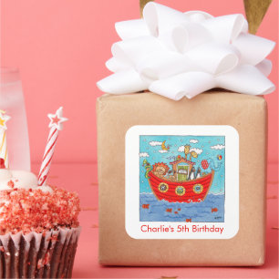 Personalisierte Noah-Arche Quadratischer Aufkleber