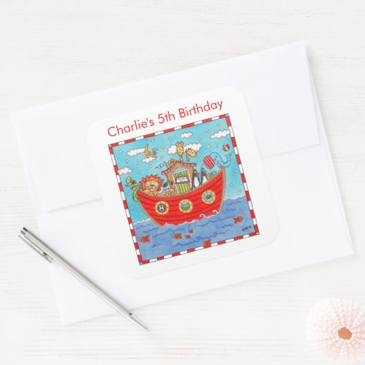 Personalisierte Noah-Arche Quadratischer Aufkleber (Umschlag)