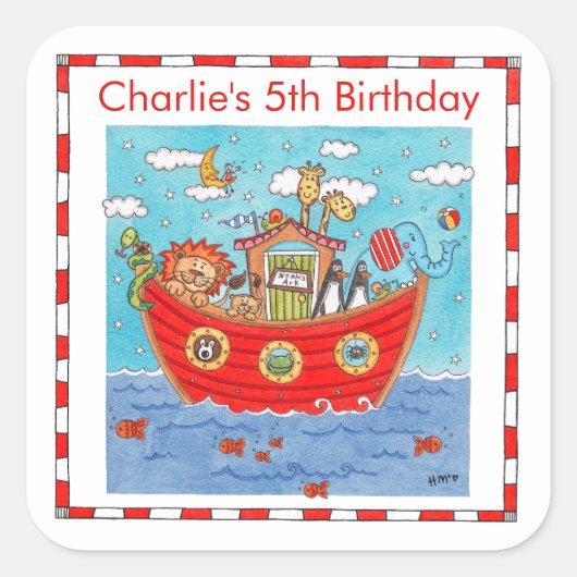 Personalisierte Noah-Arche Quadratischer Aufkleber (Vorderseite)