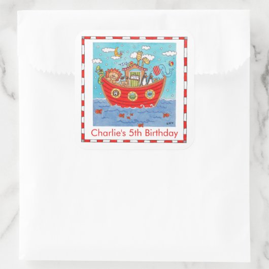 Personalisierte Noah-Arche Quadratischer Aufkleber (Tasche)