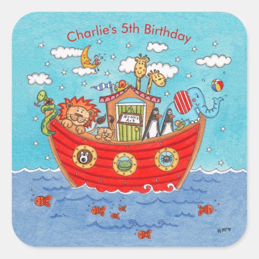 Personalisierte Noah-Arche Quadratischer Aufkleber (Vorderseite)