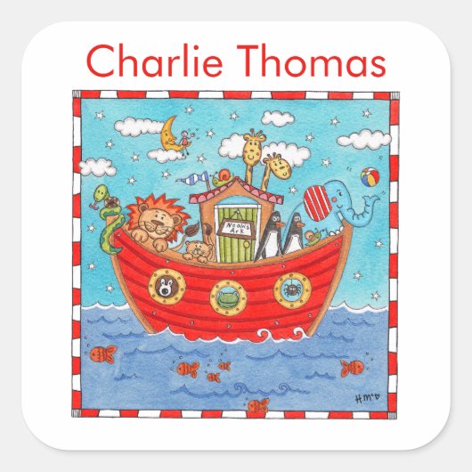 Personalisierte Noah-Arche Quadratischer Aufkleber (Vorderseite)