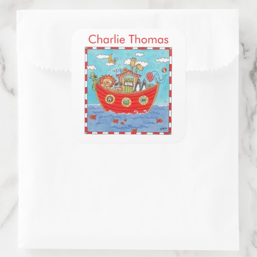 Personalisierte Noah-Arche Quadratischer Aufkleber (Tasche)