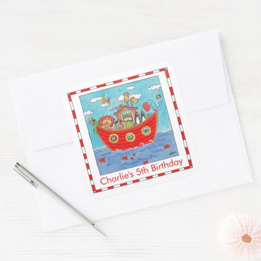 Personalisierte Noah-Arche Quadratischer Aufkleber (Umschlag)