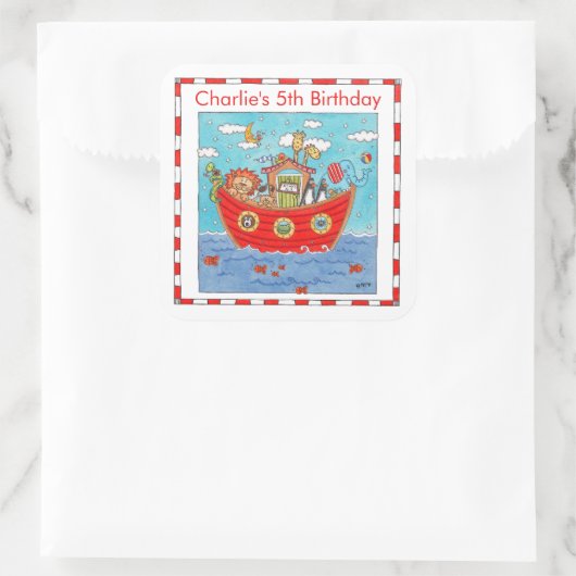 Personalisierte Noah-Arche Quadratischer Aufkleber (Tasche)