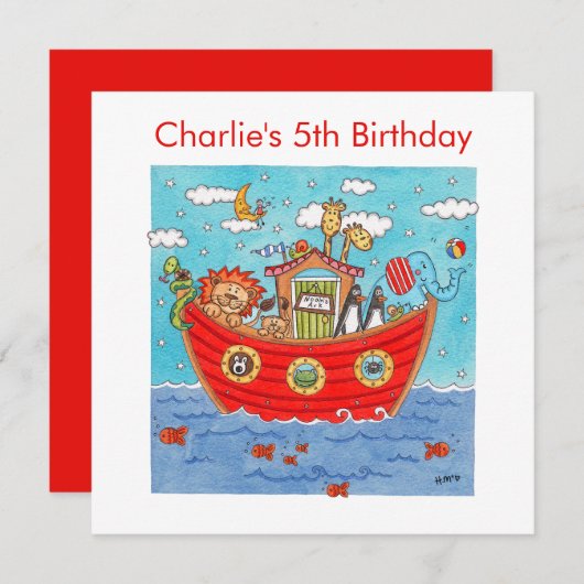 Personalisierte Noah's Ark Birthday Einladung (Vorne/Hinten)