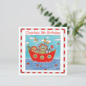 Personalisierte Noah's Ark Birthday Einladung (Stehend Vorderseite)