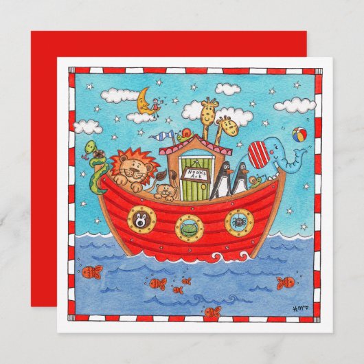 Personalisierte Noah's Ark Birthday Einladung (Vorne/Hinten)