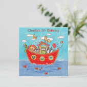 Personalisierte Noah's Ark Birthday Einladung (Stehend Vorderseite)