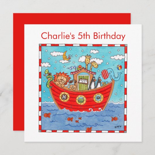 Personalisierte Noah's Ark Birthday Einladung (Vorne/Hinten)