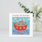Personalisierte Noah's Ark Birthday Einladung (Stehend Vorderseite)