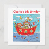 Personalisierte Noah's Ark Birthday Einladung (Vorderseite)