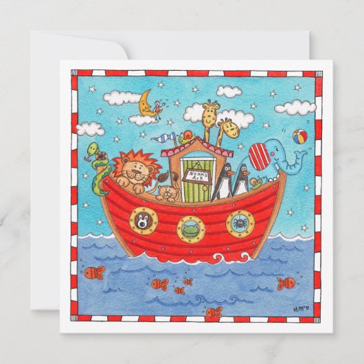 Personalisierte Noah's Ark Birthday Einladung (Vorderseite)