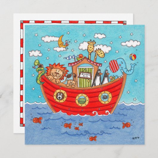 Personalisierte Noah's Ark Birthday Einladung (Vorne/Hinten)