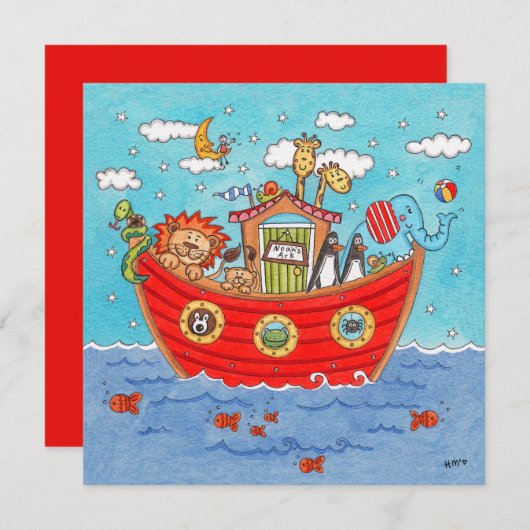 Personalisierte Noah's Ark Birthday Einladung (Vorne/Hinten)