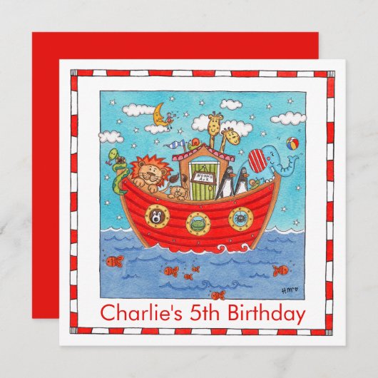 Personalisierte Noah's Ark Birthday Einladung (Vorne/Hinten)
