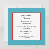 Personalisierte Noah's Ark Birthday Einladung (Rückseite)