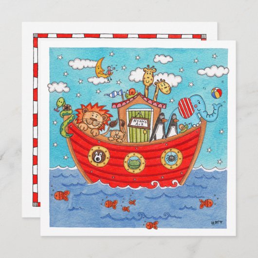 Personalisierte Noah's Ark Birthday Einladung (Vorne/Hinten)
