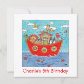 Personalisierte Noah's Ark Birthday Einladung (Vorderseite)