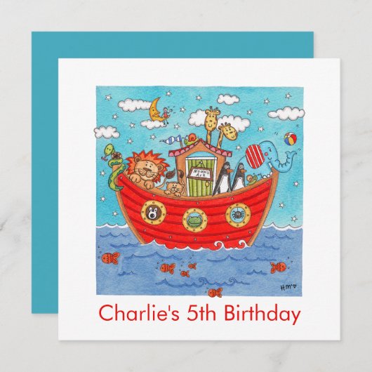Personalisierte Noah's Ark Birthday Einladung (Vorne/Hinten)