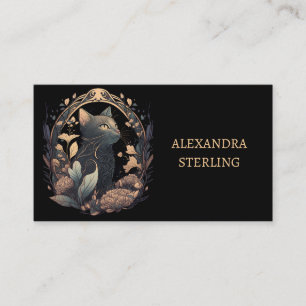 Personalisierte Noir Art Nouveau Cat Visitenkarte