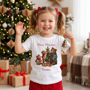 Personalisierte nordische Bärenfamilie Weihnachtsb Baby T-shirt