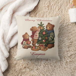 Personalisierte nordische Bärenfamilie Weihnachtsb Kissen