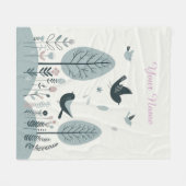 Personalisierte nordische Vögel & Wald Fleecedecke (Vorderseite (Horizontal))