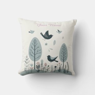 Personalisierte nordische Vögel & Wald Kissen