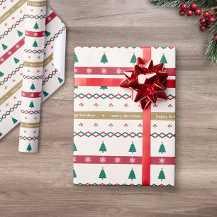 Personalisierte nordische Weihnachtsbäume Geschenkpapier