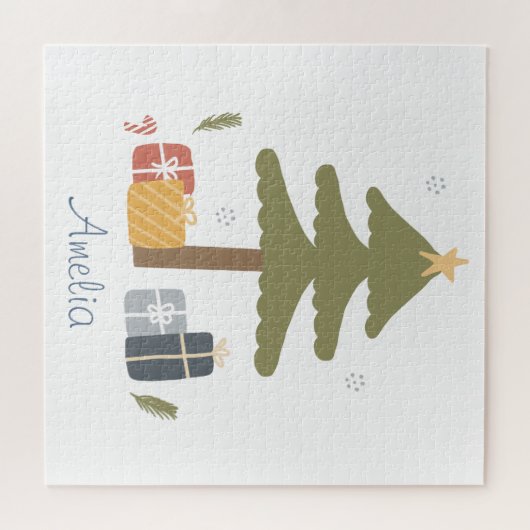 Personalisierte Nordische Weihnachtsbaumspiele Puzzle (Horizontal)