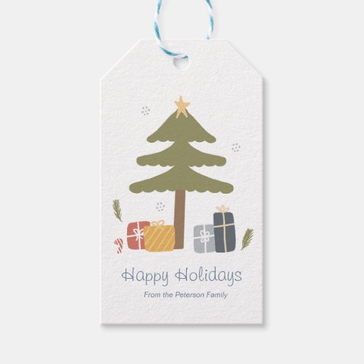 Personalisierte Nordische Weihnachtskarte Geschenkanhänger (Vorderseite)