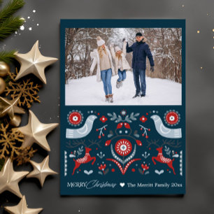 Personalisierte nordische Winter-Volksweihnachtsde Feiertagskarte