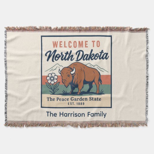 Personalisierte North-Dakota-Decke Decke (Vorderseite)
