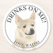 Personalisierte Norwegische Buhund-Hochzeit Runder Pappuntersetzer (Vorderseite)