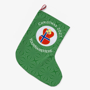 Personalisierte norwegische Engel-Weihnachtsflagge Großer Weihnachtsstrumpf
