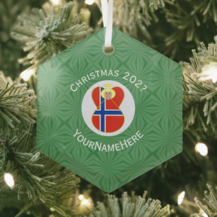 Personalisierte norwegische Engel-Weihnachtsflagge Ornament Aus Glas