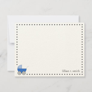 Personalisierte Note Card Blue Baby Carriage Mitteilungskarte