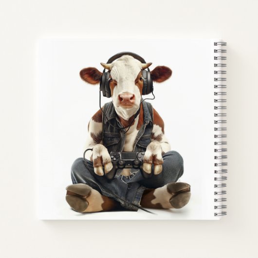 Personalisierte Notebook-Gamer-Kuh für Kinder Notizblock (Rückseite)