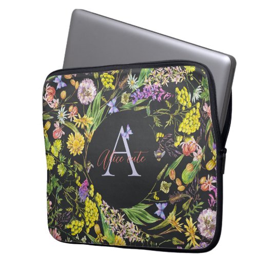 Personalisierte Notebook-Hülle mit Wild-Blume Laptopschutzhülle (Vorderseite Links)