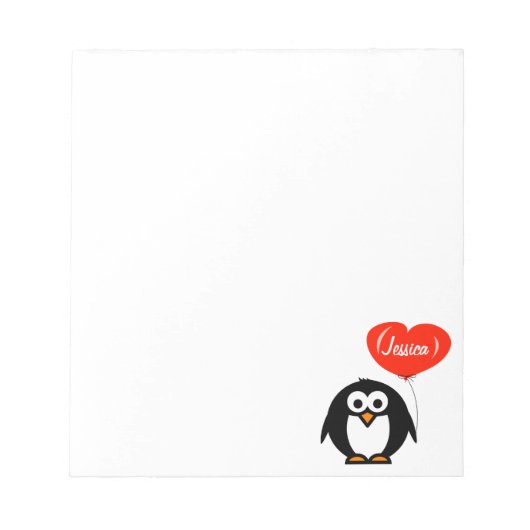 Personalisierte Notebooks | Pinguin mit rotem Ball Notizblock (Vorderseite)