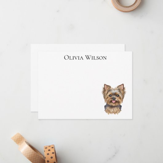 Personalisierte Notecards mit Yorkie Mitteilungskarte (Vorderseite/Rückseite Beispiel)