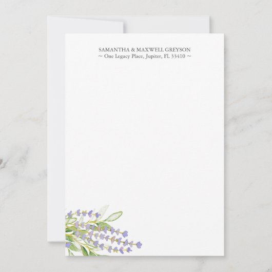 Personalisierte Notecards Wasserfarblavener Mitteilungskarte (Vorderseite)