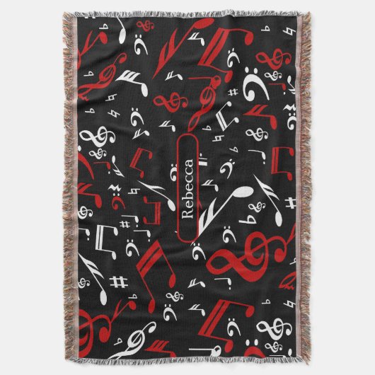 Personalisierte Noten in Rot und Schwarz Decke (Vorderseite Vertikal)