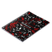 Personalisierte Noten in Rot und Schwarz Notizblock (Linke Seite)