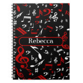 Personalisierte Noten in Rot und Schwarz Notizblock (Vorderseite)