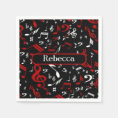 Personalisierte Noten in Rot und Schwarz Serviette (Vorderseite)